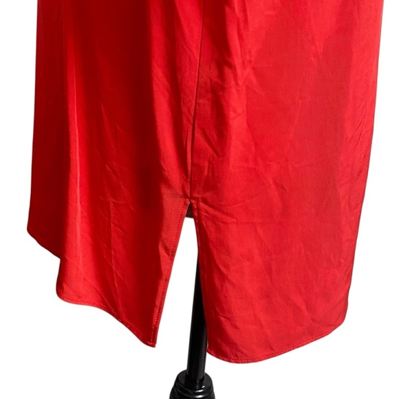 ZARA Red Viscose Lyocell Popover Blouse Long Sleeve Mandarin Collar Size Medium - Picture 6 of 12